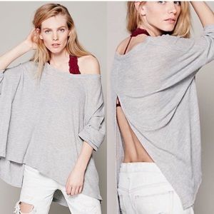 Free People Grey waffle knit tee
